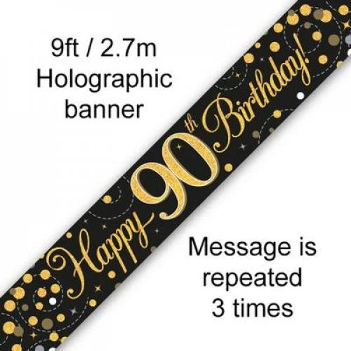 Sparkling Fizz Black & Gold 90th Banner