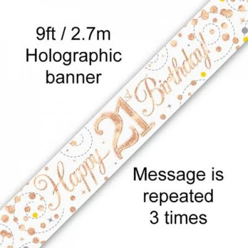 Sparkling Fizz Rose Gold 21st Banner