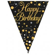 Sparkling Fizz Black & Gold Birthday Bunting