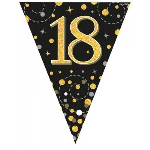 Sparkling Fizz 18th Black & Gold Bunting