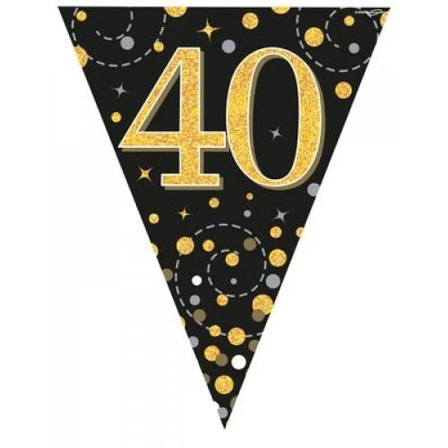 Sparkling Fizz 40th Black & Gold Bunting