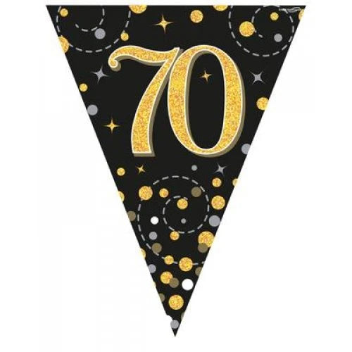 Sparkling Fizz 70th Black & Gold Bunting