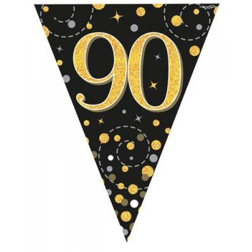 Sparkling Fizz 90th Black & Gold Bunting