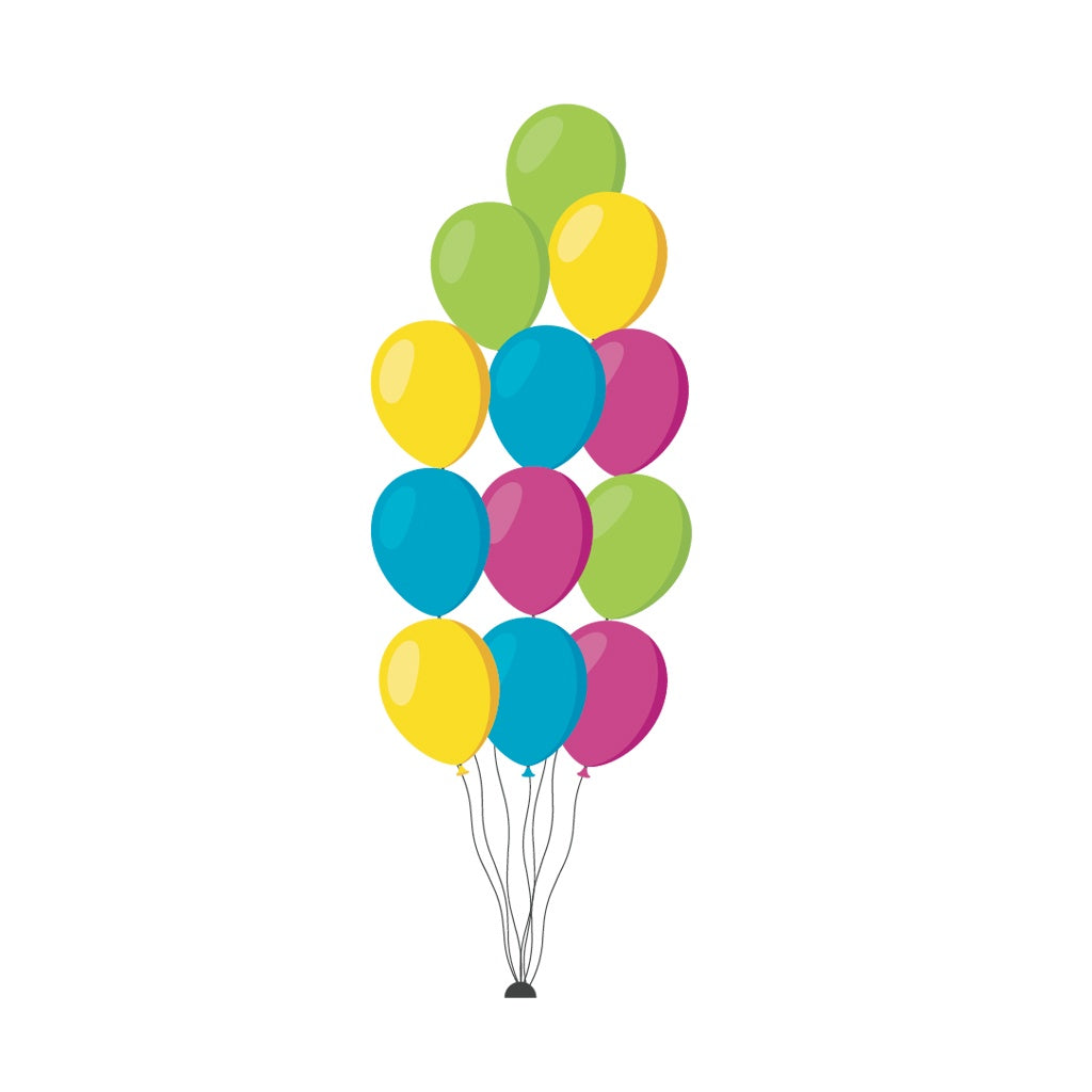 12 Helium Metallic/Fashion Balloon Bouquet with one Chrome