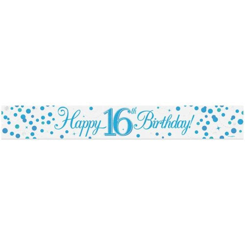 Sparkling Fizz Blue 16th Birthday Banner