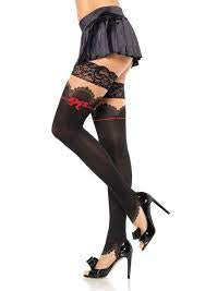 Sheer Stay Up Thigh Highs with Scalloped Boudoir Overlay