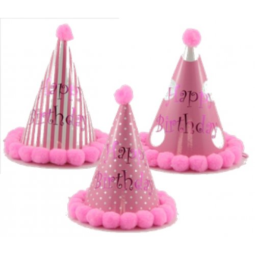 Pink Pom Pom Party Hat