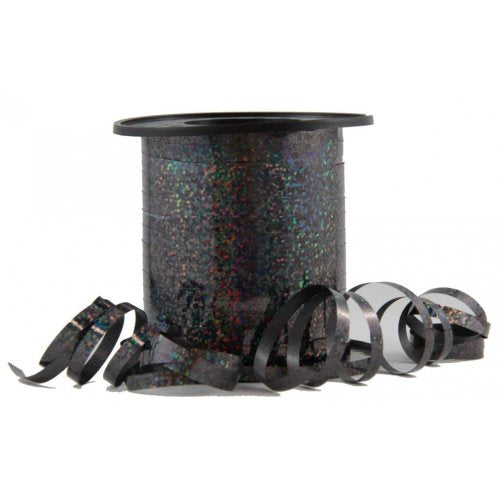 Holographic Black Curling Ribbon