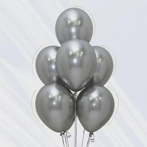 Reflex Silver 30cm Latex Balloons Bag of 50
