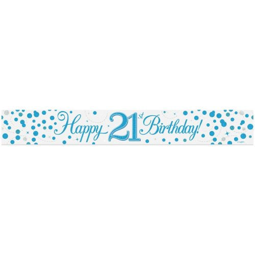 Sparkling Fizz Blue 21st Birthday Banner