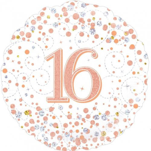 Sparkling Fizz Rose Gold 16th Birthday 18 Inch Foil Balloon