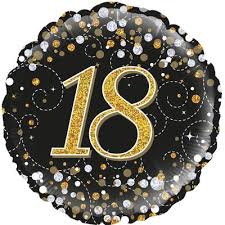Number 18 Gold/Black Sparkle Birthday Foil Balloon