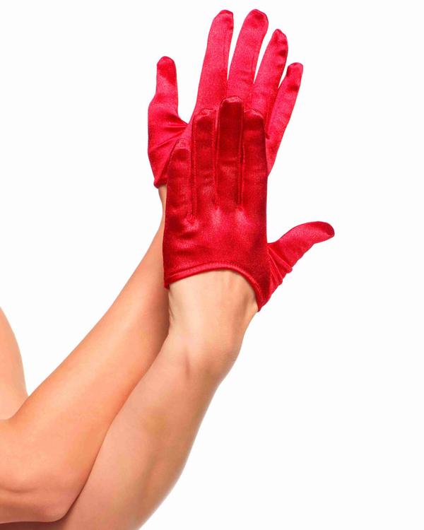 Mini Cropped Satin Glove Red