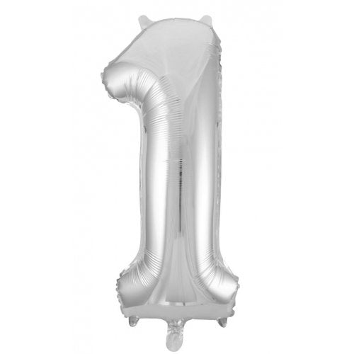 Silver 86 cm Number 1 Supershape Foil Balloon