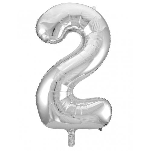 Silver 86 cm Number 2 Supershape Foil Balloon