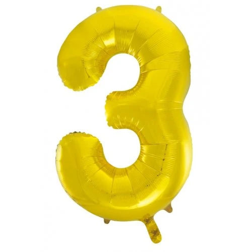 Gold 86 cm Number 3 Supershape Foil Balloon