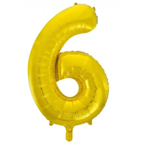 Gold 86 cm Number 6 Supershape Foil Balloon