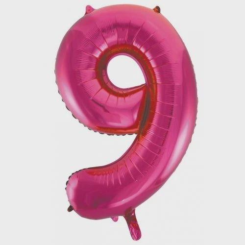 Magenta Number 9 Supershape Foil Balloon
