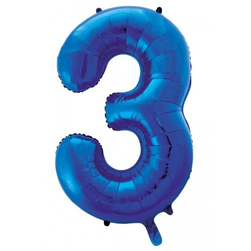 Blue Number 3 Supershape Foil Balloon