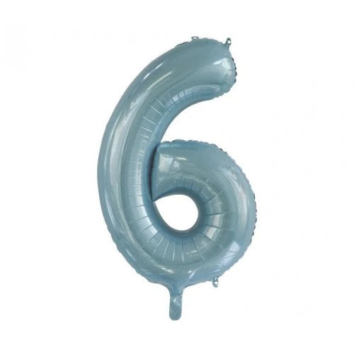 Light Blue Number 6 Supershape Foil Balloon