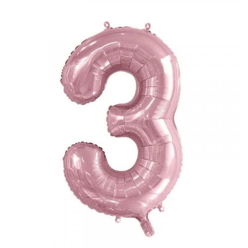 Pastel Pink Number 3 Supershape Foil Balloon