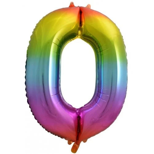 Rainbow Number 0 Supershape Foil Balloon