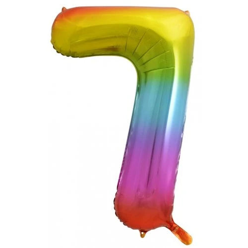 Rainbow Number 7 Supershape Foil Balloon