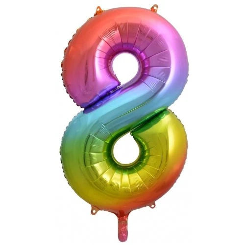 Rainbow Number 8 Supershape Foil Balloon