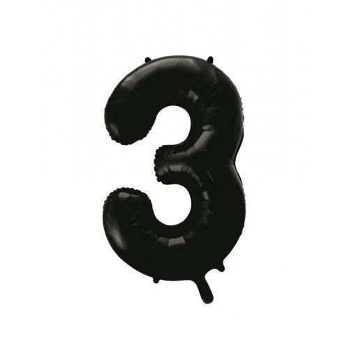Black Number 3 Supershape Foil Balloon