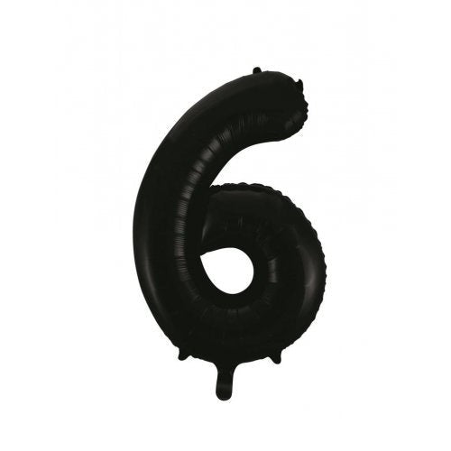 Black Number 6 Supershape Foil Balloon