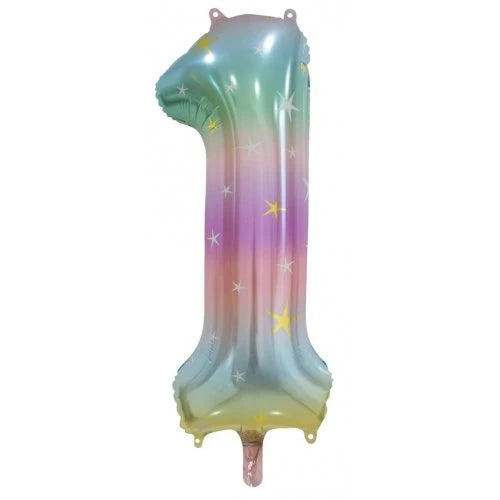 Pastel Rainbow Number 1 Supershape Foil Balloon