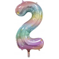 Pastel Rainbow Number 2 Supershape Foil Balloon