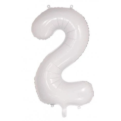 White Number 2 Supershape Foil Balloon