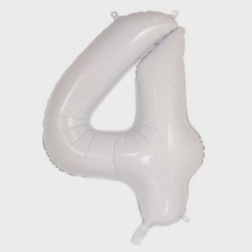 White Number 4 Supershape Foil Balloon