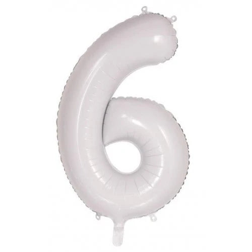 White Number 6 Supershape Foil Balloon