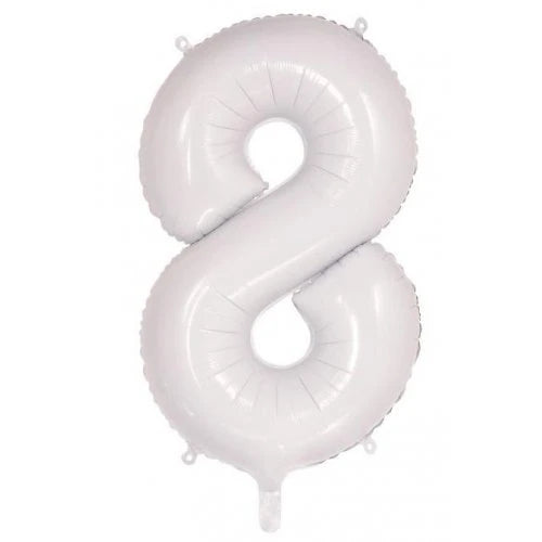 White Number 8 Supershape Foil Balloon