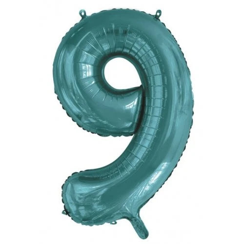 Teal Number 9 Supershape Foil Balloon