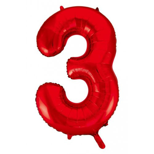 Red Number 3 Supershape Foil Balloon