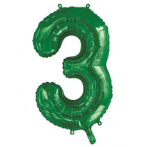 Green Number 3 Supershape Foil Balloon