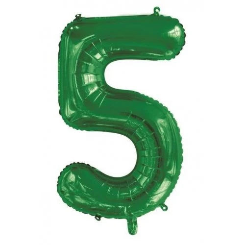 Green Number 5 Supershape Foil Balloon