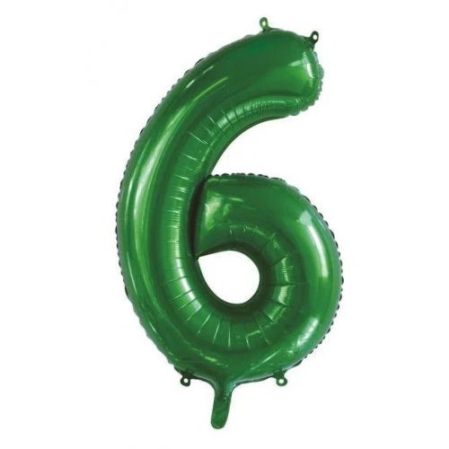 Green Number 6 Supershape Foil Balloon