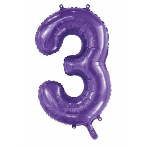 Purple Number 3 Supershape Foil Balloon