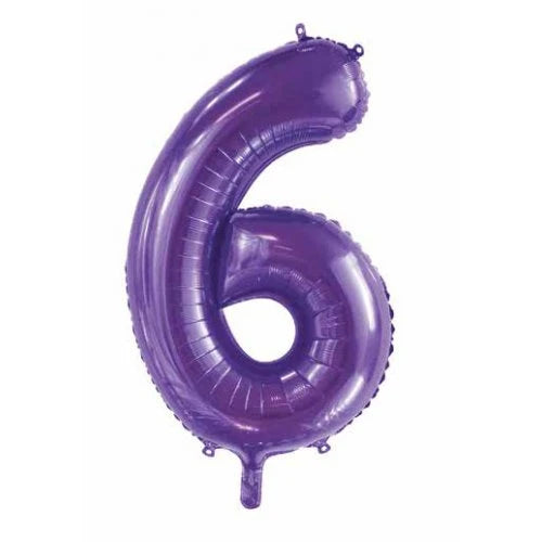 Purple Number 6 Supershape Foil Balloon