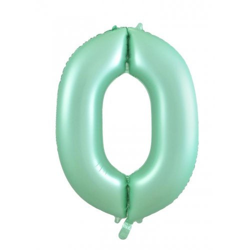 Matt Pastel Mint 86 cm Number 0 Supershape Foil Balloon