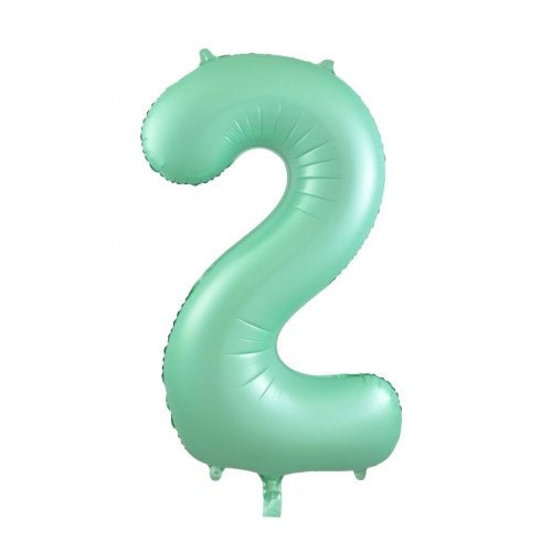 Matt Pastel Mint 86 cm Number 2 Supershape Foil Balloon