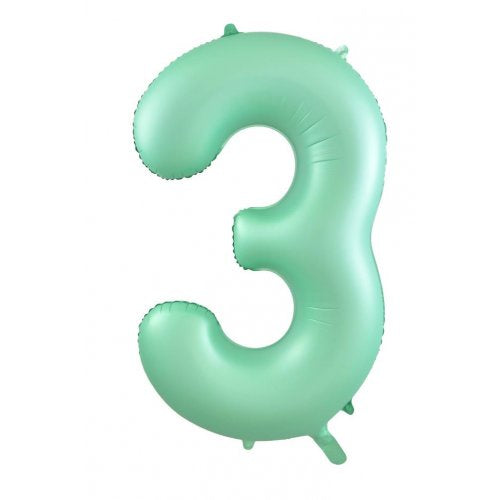 Matt Pastel Mint 86 cm Number 3 Supershape Foil Balloon