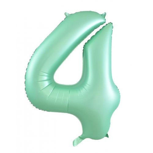 Matt Pastel Mint 86 cm Number 4 Supershape Foil Balloon