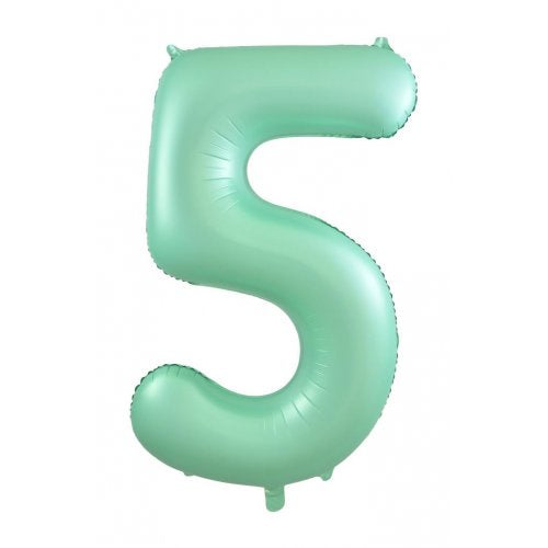 Pastel Matt Mint 86 cm Number 5 Supershape Foil Balloon