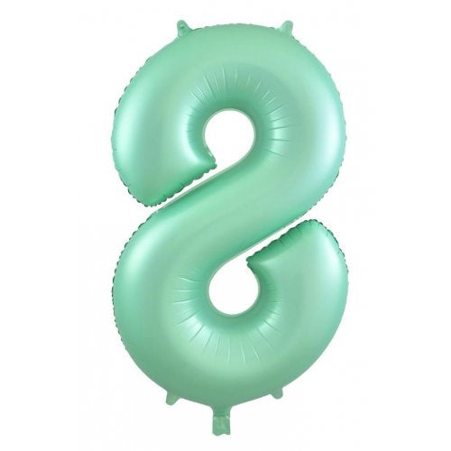 Matt Pastel Mint 86 cm Number 8 Supershape Foil Balloon