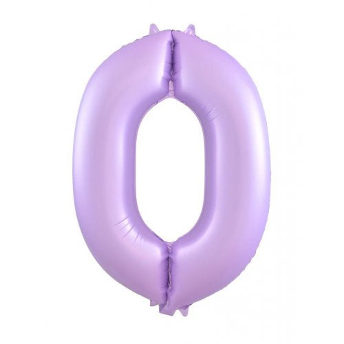 Matt Pastel Lilac 86 cm Number 0 Supershape Foil Balloon